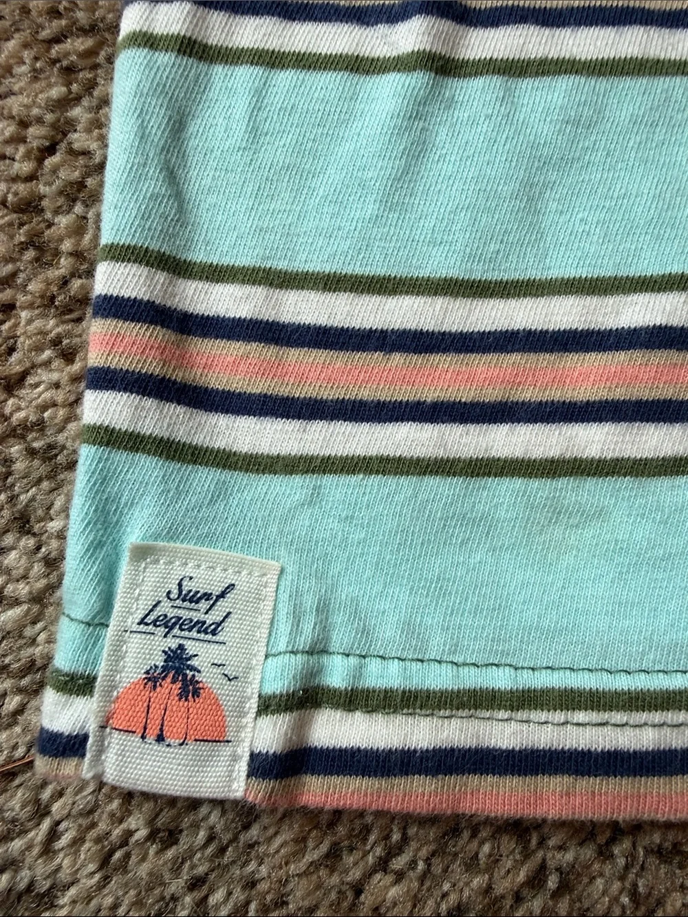 Carter's | Aqua Striped Tank with Olive Trim